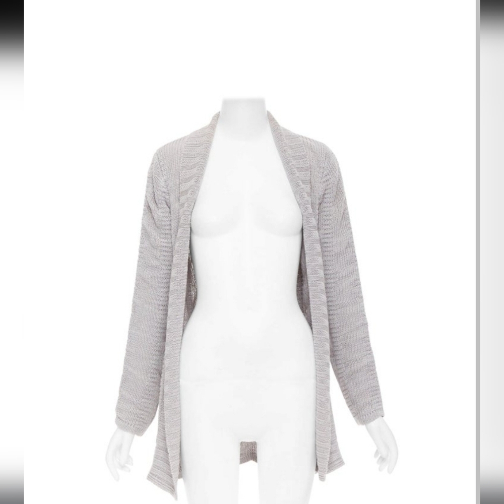 Helmut Lang 100%Linen Taupe Open-Front Cardigan